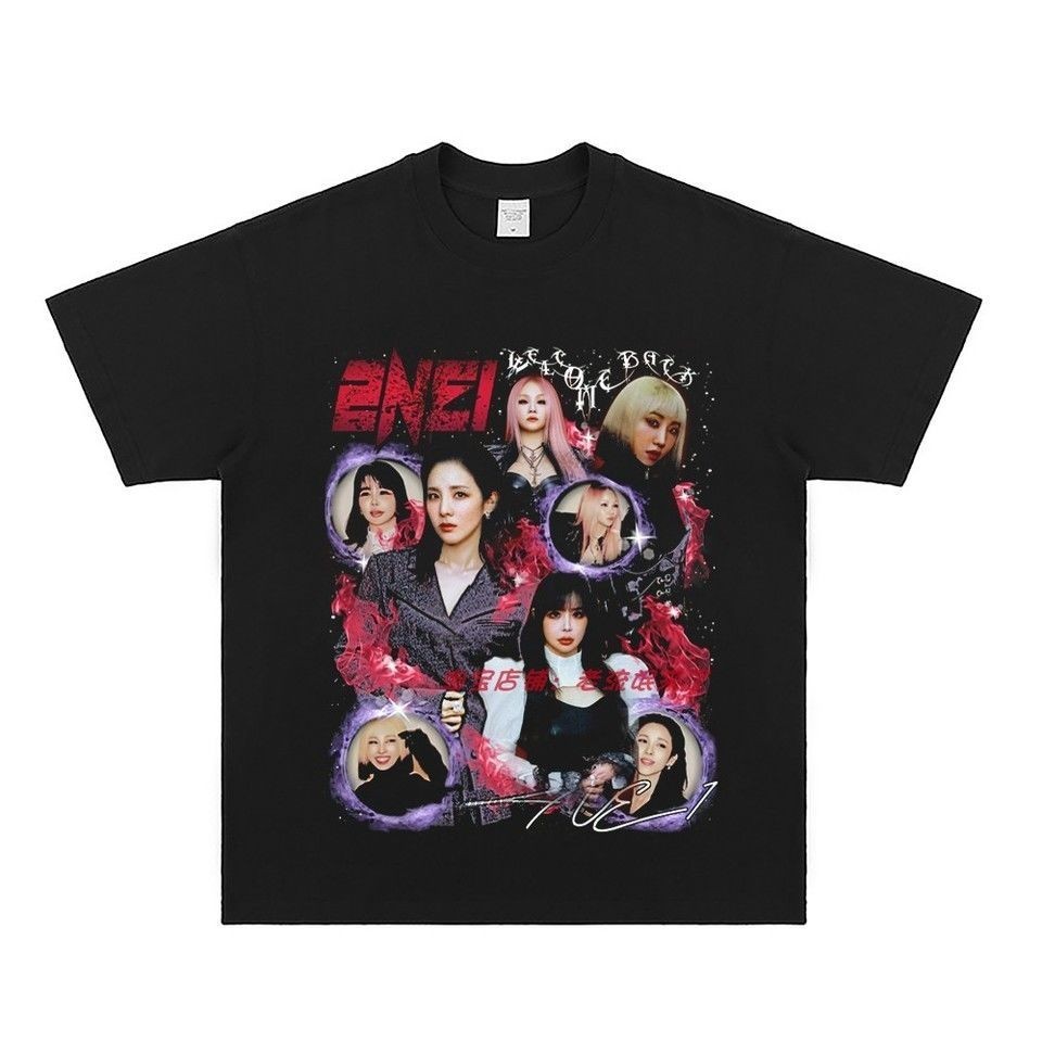 💯เสื้อยืด🤗 พิเศษ 2NE1 คอนเสิร์ตสนับสนุนสินค้าเสื้อยืด Chae Lin Park Chun Park Sandora ผ้าฝ้ายเสื้อยื