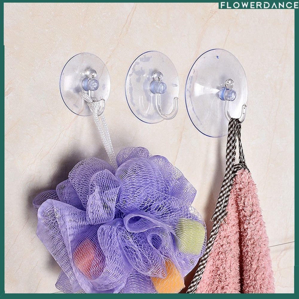 ตะขอถ้วยดูดยางพื้นผิวเรียบกระจกหน้าต่างห้องน้ำห้องครัวตะขอแขวนผนังโปร่งใสดอกไม้