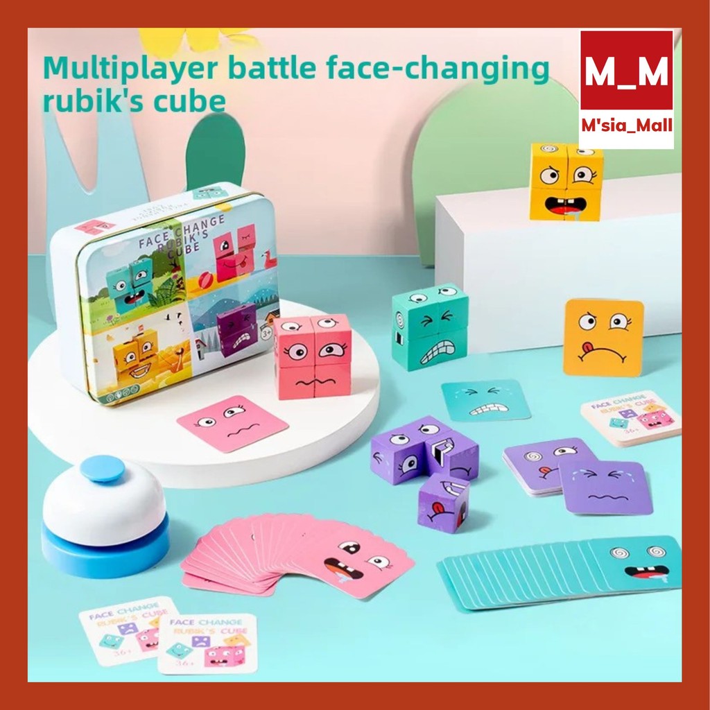 Cube Emoji Magic เปลี่ยน Building Block Rubik Face เปลี่ยน Rubik Cube Smile Magic Block เด็กเล่น Bel