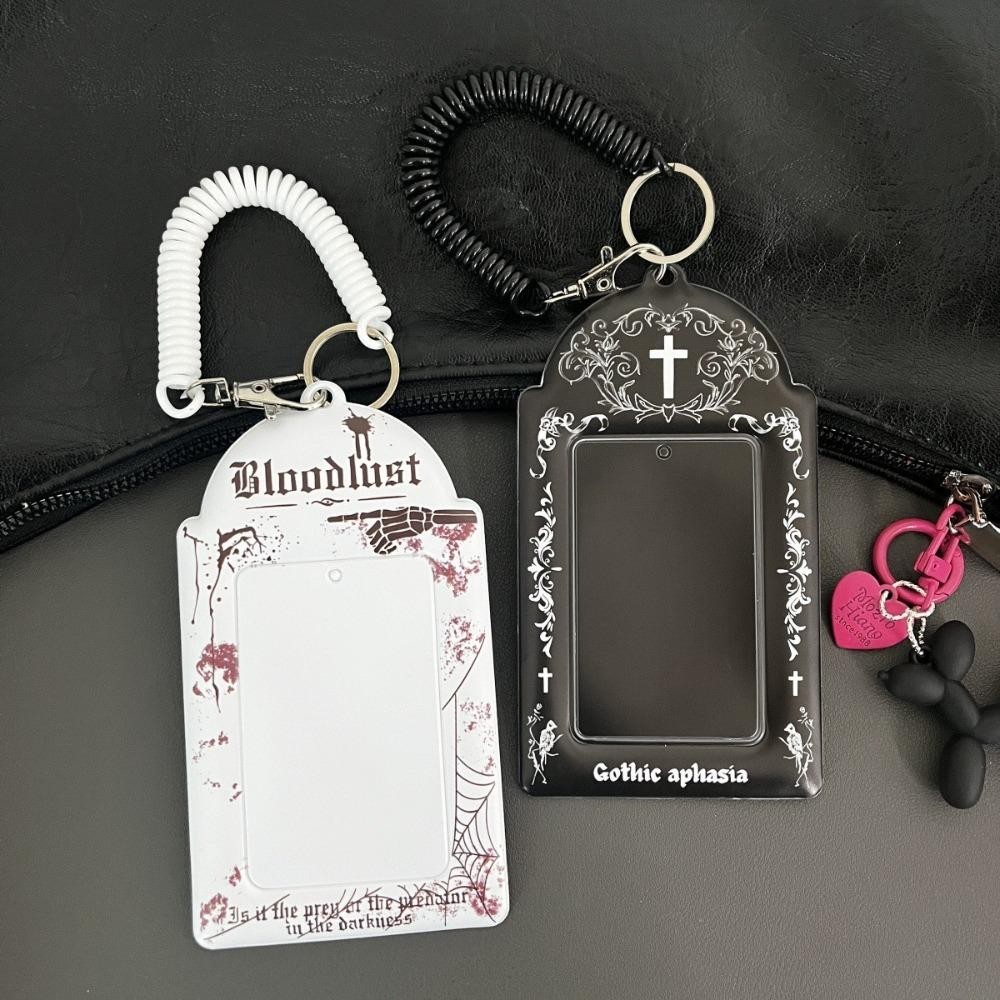 Uumir Kpop Photocard Holder,กระเป๋าจี้ ID Photo Display Card Holder, PVC Gothic Dark Series 3 นิ้วนักเรียนบัตรอาหารป้องกันเครื่องเขียนโรงเรียน