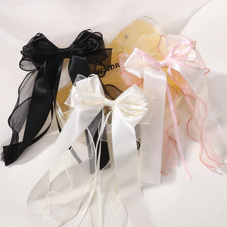 1 ชิ้นลูกไม้ผมโบว์คลิป Coquette Bow Barrettes ยาวหางริบบิ้นสําหรับผู้หญิงคริสต์มาสวาเลนไทน์งานแต่งงานพรหมอุปกรณ์เสริม