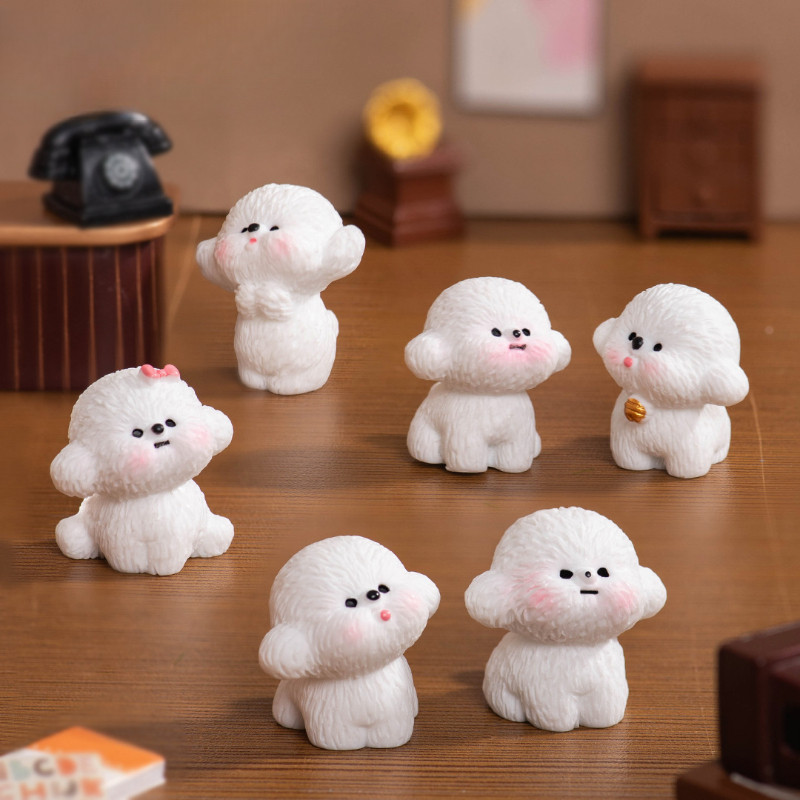 เสน่ห์เรซินลูกสุนัขสีขาวน่ารัก 6 ชิ้นสําหรับ ทําเอง (13-47)
