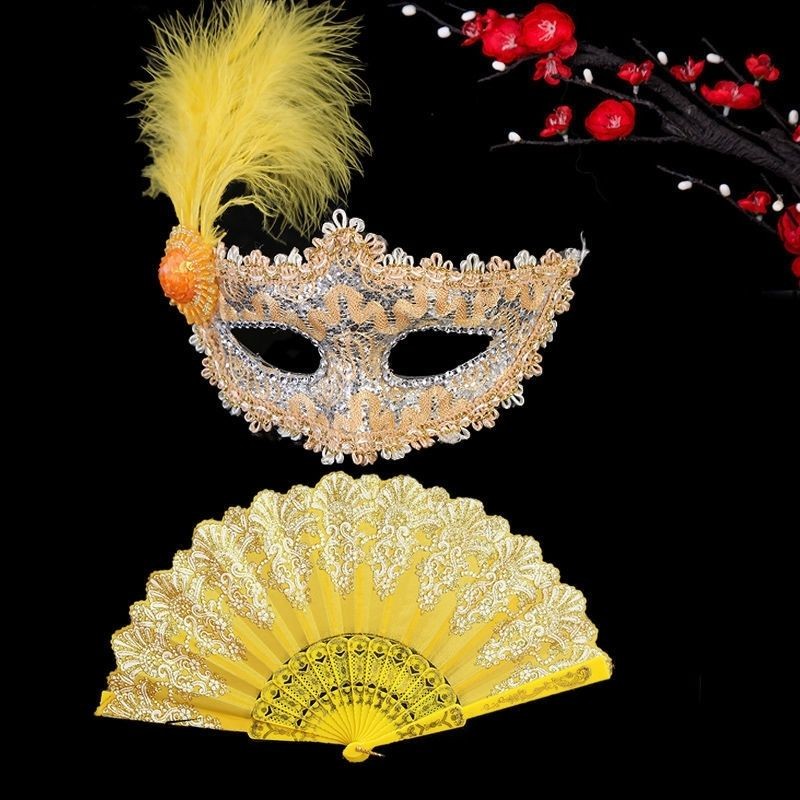 Half-Faced Cat สไตล์ญี่ปุ่น Fox Mask Fan Mask อะนิเมะ Tiger Cat Mask Scenery Area#jj0624#