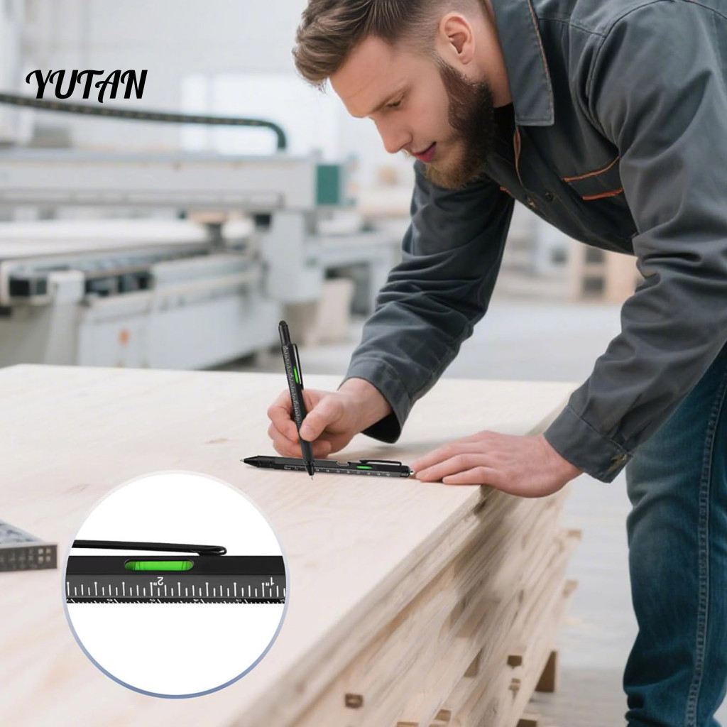 Yutan Engineer Idea ปากกาเหล็กอลูมิเนียม 9-in-1 Multi-tool ชุดปากกาไฟ Led เหมาะสําหรับผู้ชายพ่อปู่เห