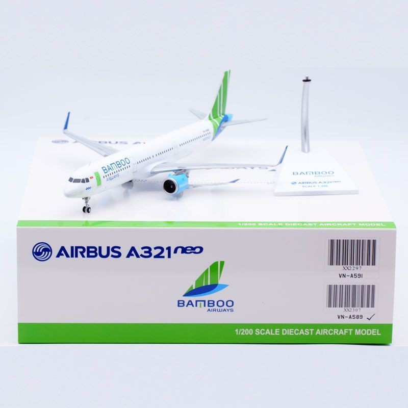Jcwings 1: 200 โมเดลเครื่องบินโลหะผสม Vietnam Bamboo Airlines A321NEO VN-A589
