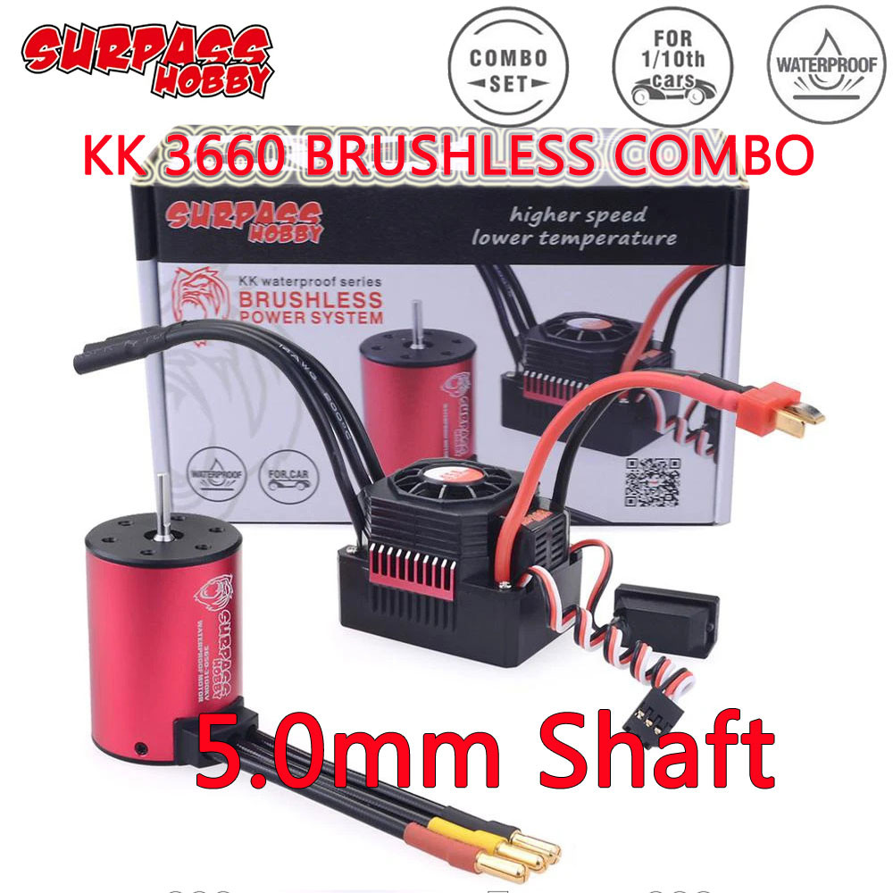 SURPASS HOBBY KK Brushless Combo 3660 มอเตอร์ w/ 60A/80A/120A ESC 5.0 มม.สําหรับ 1/10 1/12 1/14 1/16