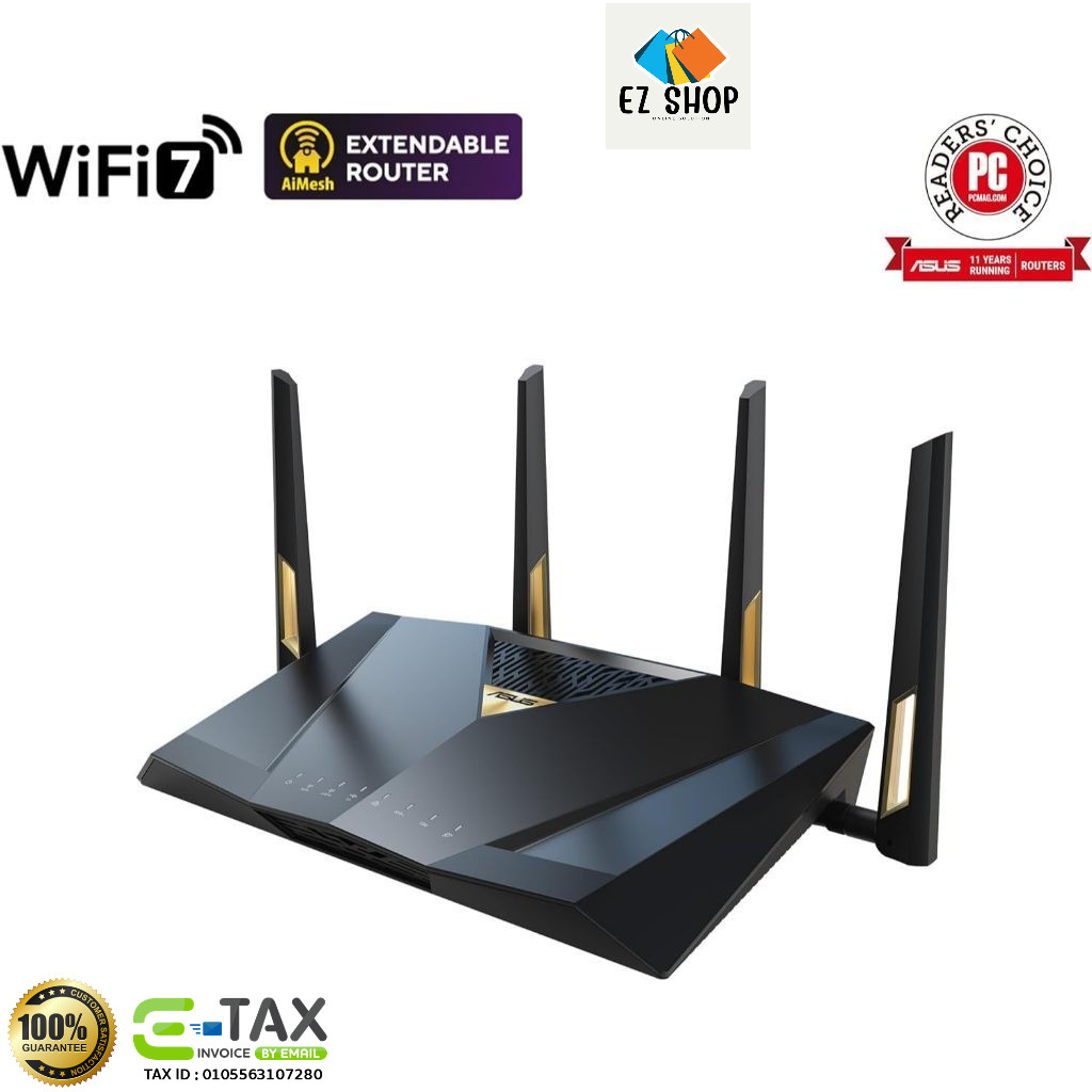 ASUS RT-BE88U เราเตอร์ Wi-Fi 7 ดูอัลแบนด์ ความเร็วสูง 10Gbps พร้อมพอร์ต USB 3.0 และการเชื่อมต่อที่มีประสิทธิภาพ