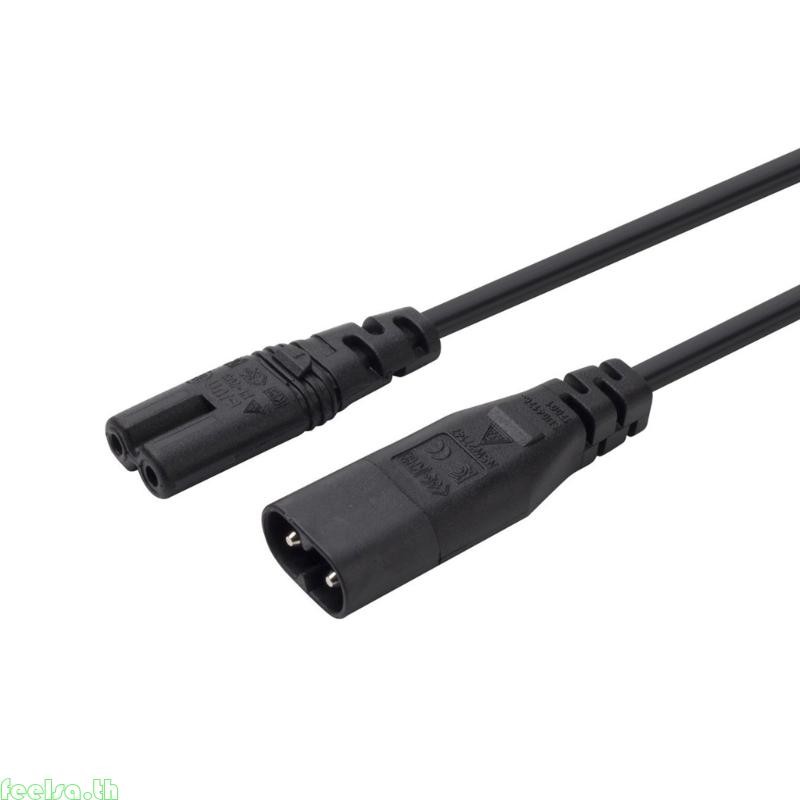 Feela IEC320 ชายปลั๊กสายไฟ 2Pin Connector Line IEC320-C7 ถึง IEC320-C8 อะแดปเตอร์แปลงสาย Power C