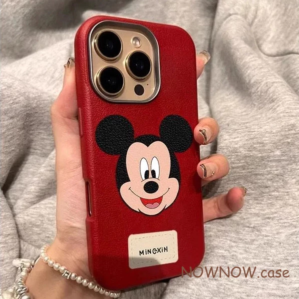สําหรับ IPhone 16 15 14 13 12 11 Pro Max X XR XS Max 7 8 Plus น่ารักสีแดงปีใหม่ Mickey Mouse Avatar รูปแบบหนังเคสโทรศัพท์ปกอ่อน