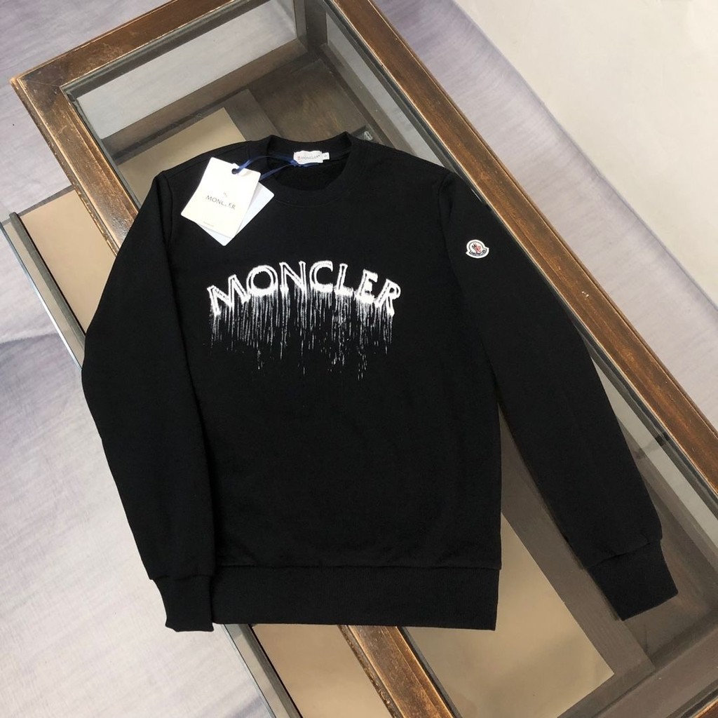 Monc * Ers Street Wear ใหม่สไตล์อเมริกันคู่ผู้ชายผู้หญิงพิมพ์เสื้อกันหนาวรอบคอแขนยาวหลวม Casual Top 