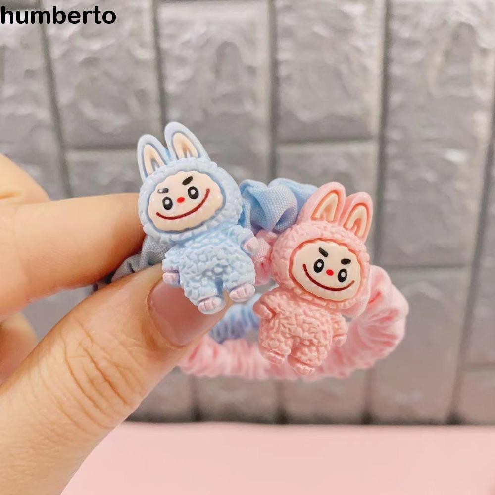 Humberto Labubu เชือกผม, ผูกผมการ์ตูนตุ๊กตาน้อย Scrunchies, ของขวัญยืดหยุ่นน่ารักสไตล์เกาหลีแหวนผมผมหางม้าสาว