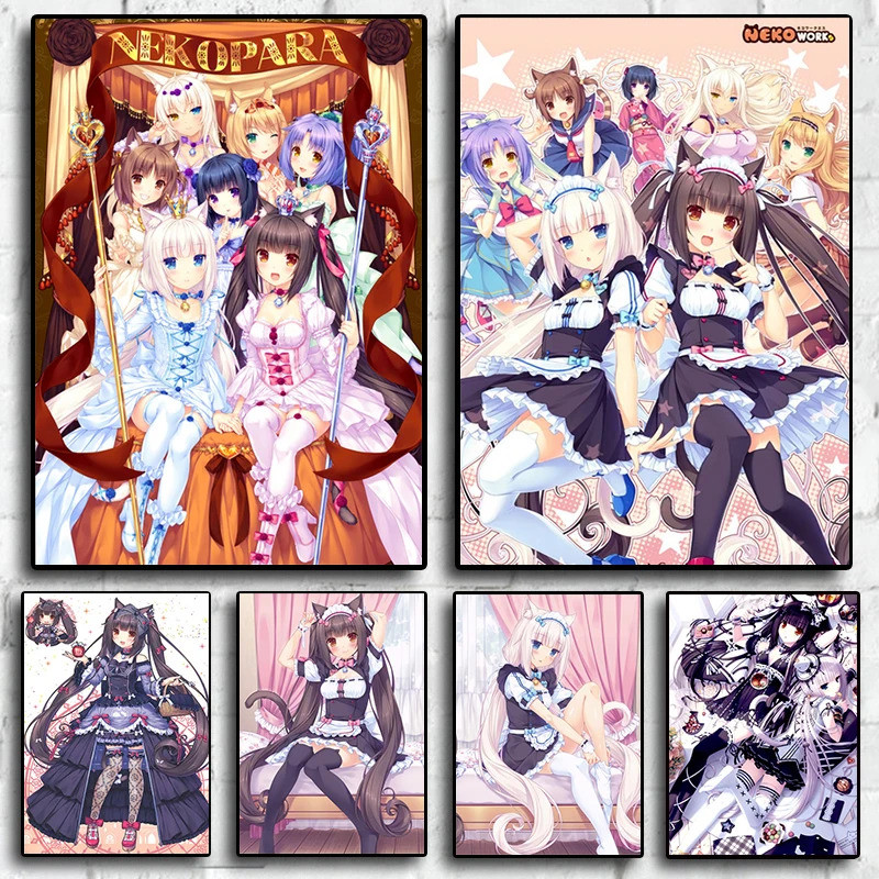 ญี่ปุ่นอะนิเมะเกมโปสเตอร์ Catgirl Paradise Nekopara Chosola ภาพวานิลลาห้องนอนสาว Living ภาพวาดผ้าใบ Art Home Wall Decor