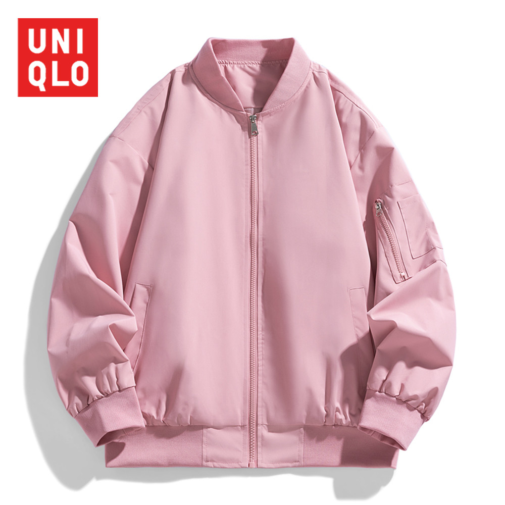 UNIQLO ยูนิโคล่ ผู้หญิง 2025 ใหม่เสื้อแจ็คเก็ตแฟชั่นสีทึบยืนปกเสื้อแจ็คเก็ตคุณภาพสูงเสื้อหล่อกีฬากลางแจ้งเสื้อลําลอง