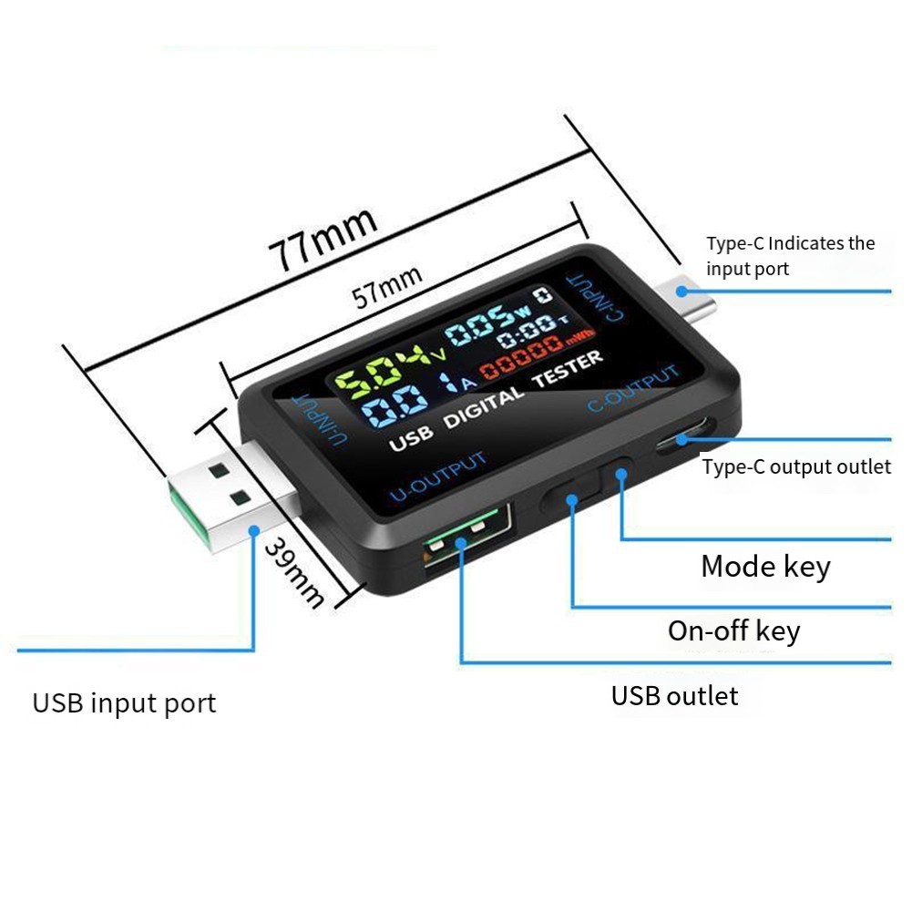 ❀On Sale❀USB C Power Meter USB Tester 4.5-36V 0-5A Voltmeter Ammeter Digital Tester Meter❀