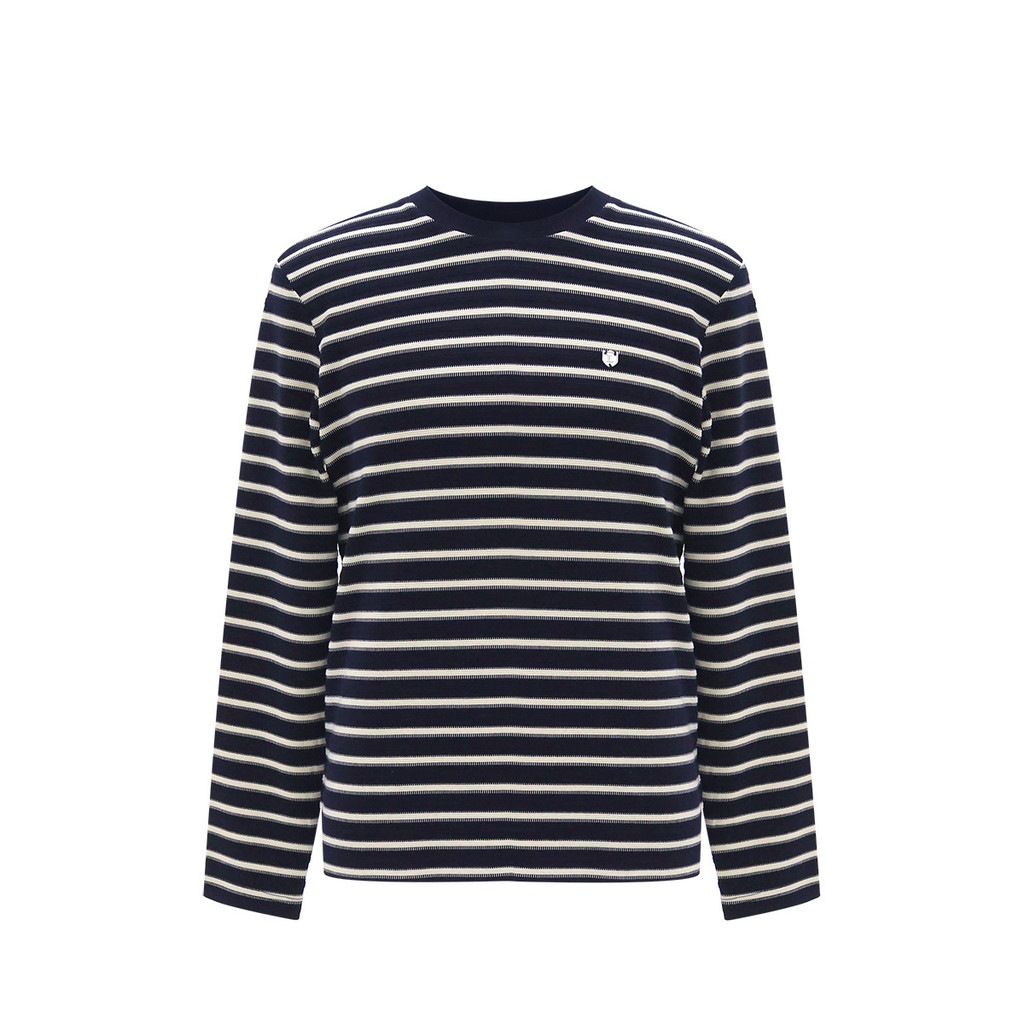 LTD เสื้อยืดแขนยาวลายทาง ผู้ชาย สีกรมท่า | Striped Long-Sleeve T-shirt | 00961