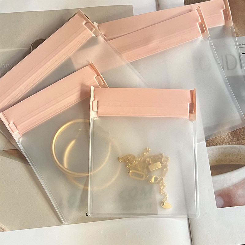 แฟชั่นสีชมพูกระเป๋าเก็บเครื่องประดับ Frosted ถุงบรรจุภัณฑ์เครื่องประดับสําหรับอุปกรณ์เสริม - รูปที่ 3