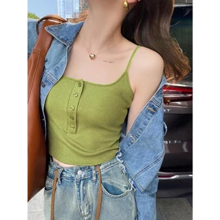 เสื้อสายเดี่ยว เข้ารูป ผ้าร่อง X08 สายยาว กระดุมใช้งานได้ทุกเม็ด สีพื้น ใส่สบาย มีฟองน้ำเย็บติด พร้อมจัดส่ง