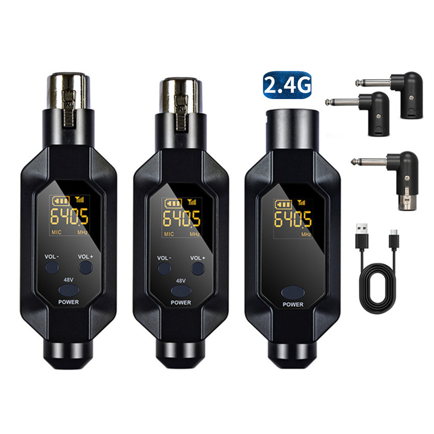 ระบบไมโครโฟนไร้สาย 2.4GHz Wireless XLR Transmitter Receiver สําหรับ Dynamic Condenser Microphone Audio Mixer PA System
