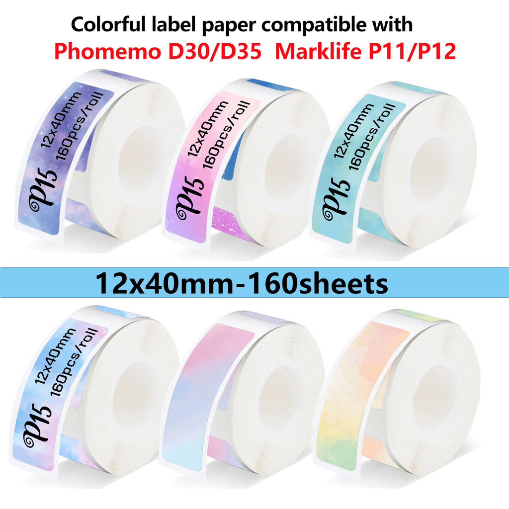 1ม้วนStarry Sky DotsกระดาษฉลากกาวสําหรับMarklife P12/P15/P50 Phomemo Q30 D30 Office Labeling MAKER