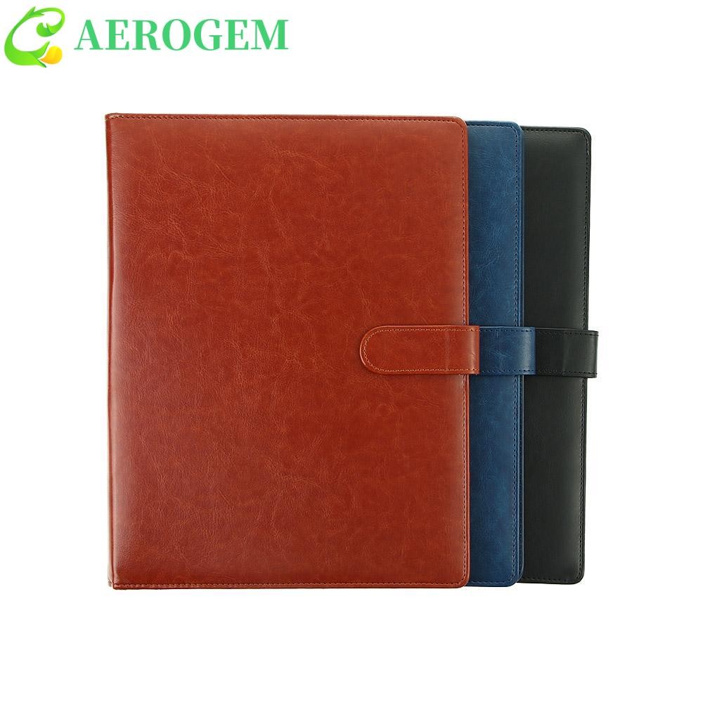Aerogem A4 โฟลเดอร์คลิปบอร์ดมัลติฟังก์ชั่นอุปกรณ์การเรียนเอกสารแผ่นเขียนที่ใส่นามบัตรหนัง PU โฟลเดอร์ธุรกิจ