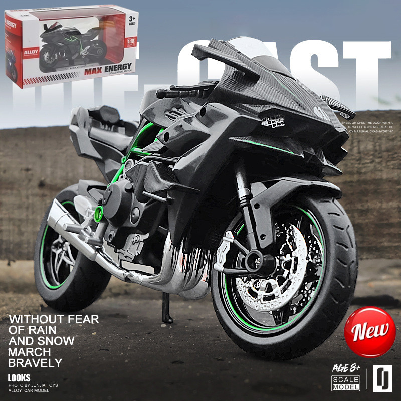 COD รถจักรยานยนต์หุ่นอัลลอย KAWASAKI H2R 1:18 นางแบบ คาวาซากิ รุ่น ของเล่น รถจักรยานยนต์หุ่นอัลลอย