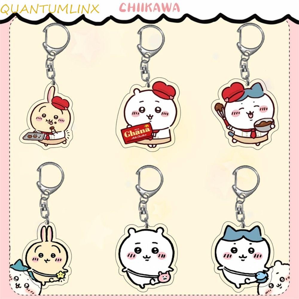 Quantuml จี้ Chikawa, ของเล่น Momonga อะนิเมะ Chiikawa พวงกุญแจ, อะคริลิคตลก Rakko สไตล์ญี่ปุ่น Hachiware กระเป๋าจี้คู่