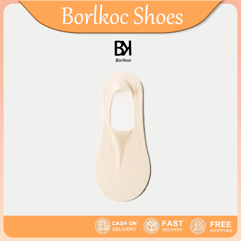 Borlkoc ถุงเท้าเท้าพื้นฐาน ถุงเท้าข้อเท้าสีทึบ