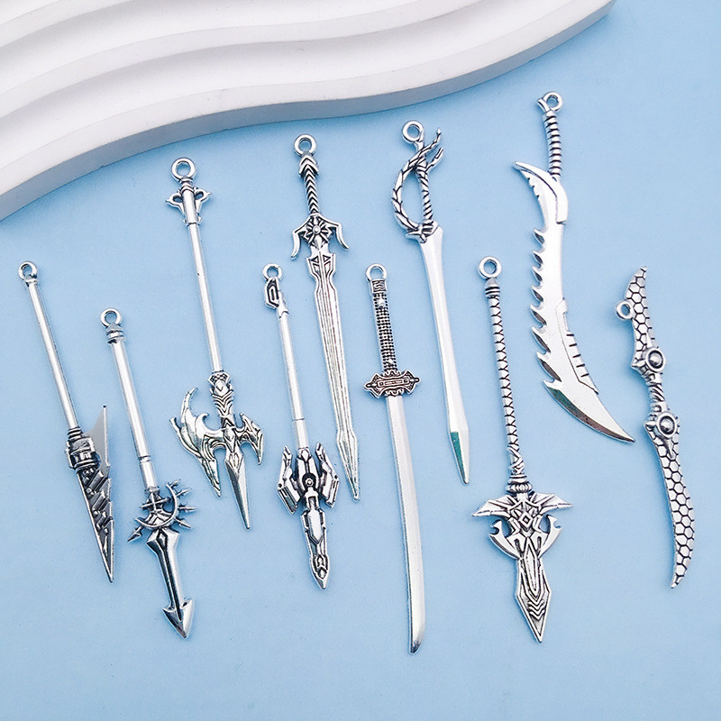 สร้อยคอจี้ยาวสไตล์มินิมอลวินเทจ โลหะเงินโบราณ อุปกรณ์เครื่องประดับ