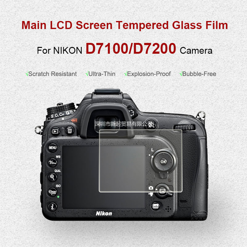 ตัวป้องกันหน้าจอกล้องสําหรับ Nikon D7100 D7200 ฟิล์มกระจกนิรภัย LCD