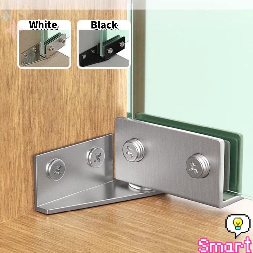 SMART บานพับประตูกระจก ฮาร์ดแวร์เฟอร์นิเจอร์ บานพับกระจกประตูเดียว Cabinets Glass Door Hinges