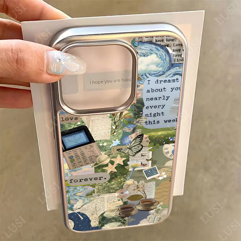 🔥LUSI🔥เคสไอโฟน IPhone 13 15 16 11 12 14 Pro Max 8 7 15 16 14 Plus XR X XS MAX ผ้าคลุมนุ่มแบบเรโทรย้อนยุคโรแมนติก