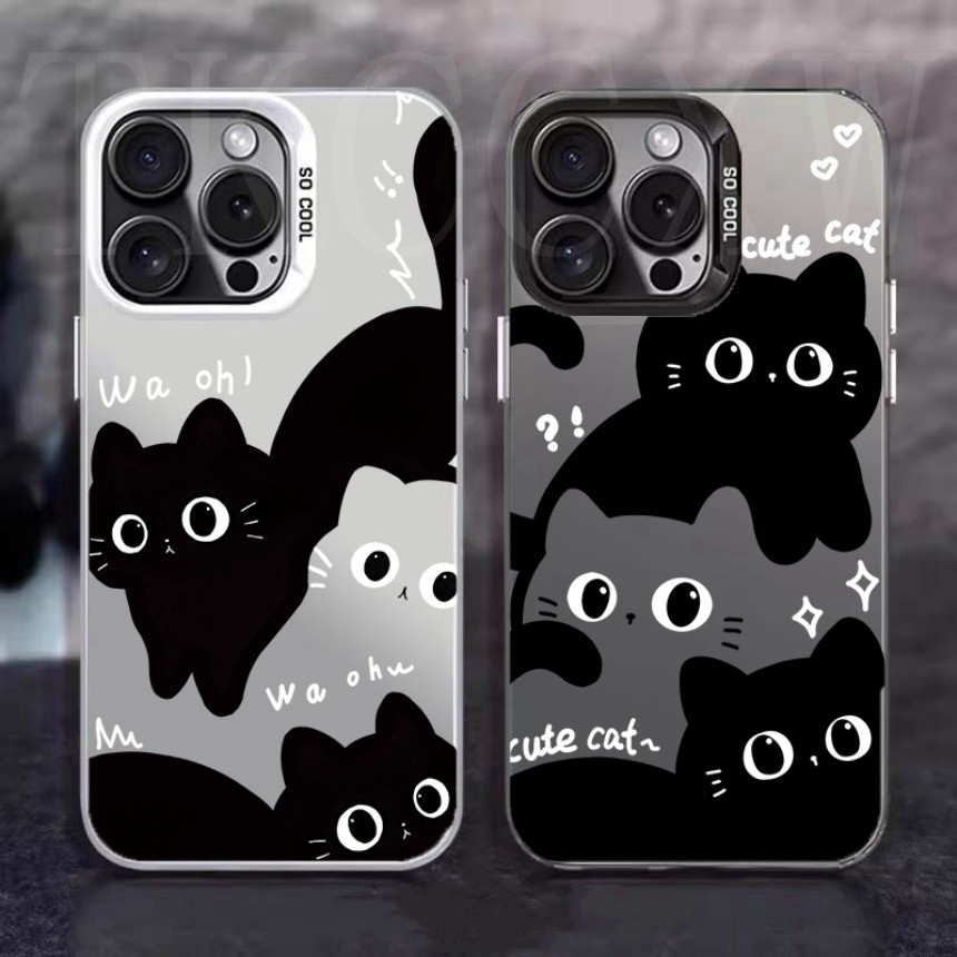 น่ารักแมวดําการ์ตูนเคสโทรศัพท์สําหรับVivo V30 V29 V27 V40 Pro V50 V40 Lite V30E V29E V27E V25 V25E V23 V23E V20 S1 Pro X100 Y91 Y95 Y93 ซิลิโคนกันกระแทกปกหลัง