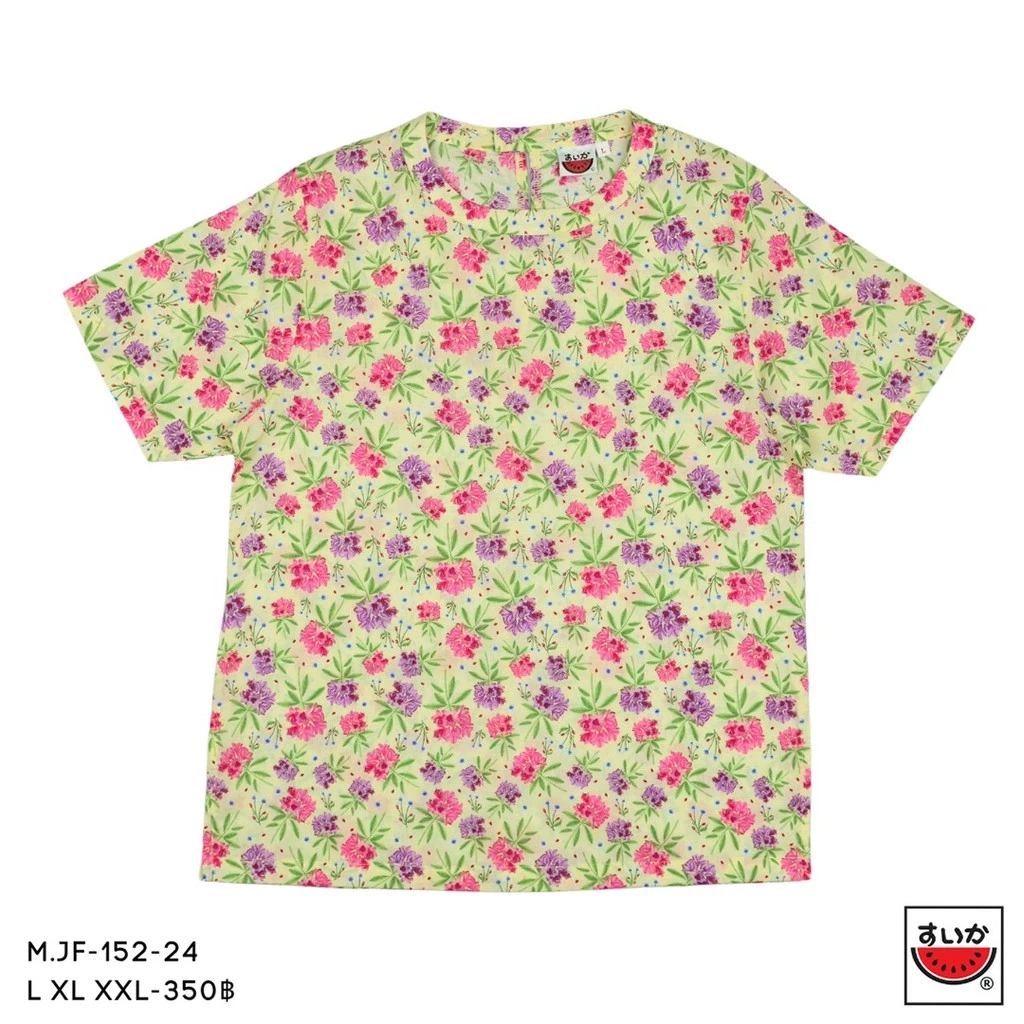 เสื้อแตงโม SUIKA คอจีนแขนสั้น ติดกระดุมหลัง ลายดอกไม้ M.JF-152 thumbnail 3