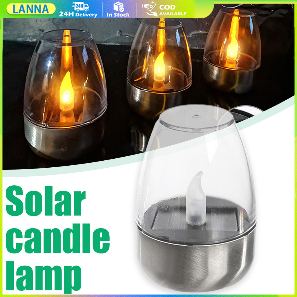 ร้านอยู่ที่ไทย โคมไฟเทียนโซล่าเซลล์ LED โคมไฟแต่งสวน กันน้ำ ตกแต่งหน้าบ้าน กลางแจ้ง ตะเกียง solar ce