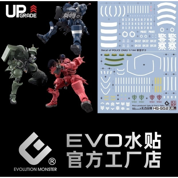 EVO สติ๊กเกอร์สไลด์น้ําสําหรับ HG 1/144 ZAKU CHARS ZAKU POLICE ZAKU GQuuux (ไม่มีรุ่น ไม่มีชุด)
