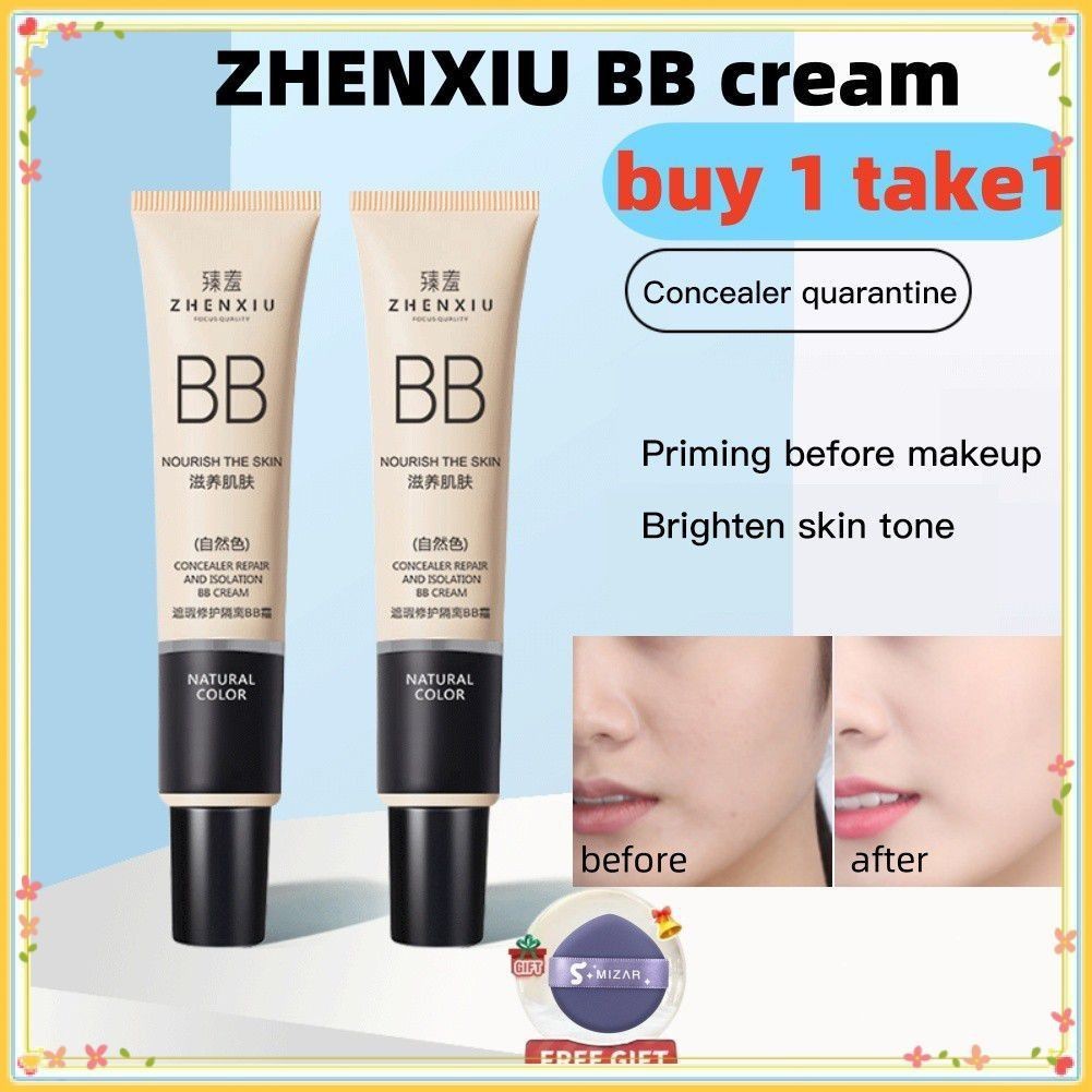 In stockBuy 1 แถม 1 ZHENXIU BB Cream Poreless Primer Cream Whitening Waterproof Sweet Long LastingRi
