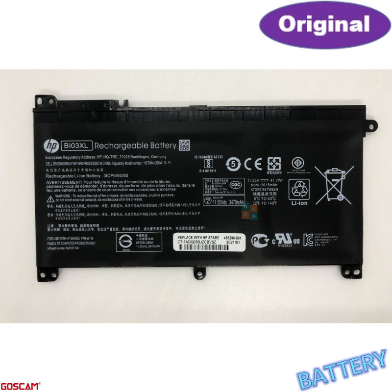 HP แบตเตอรี่ BI03XL ของแท้ (สำหรับ Pavilion X360, Stream 14 ON03XL) HP Battery Notebook แบตเตอรี่โน๊