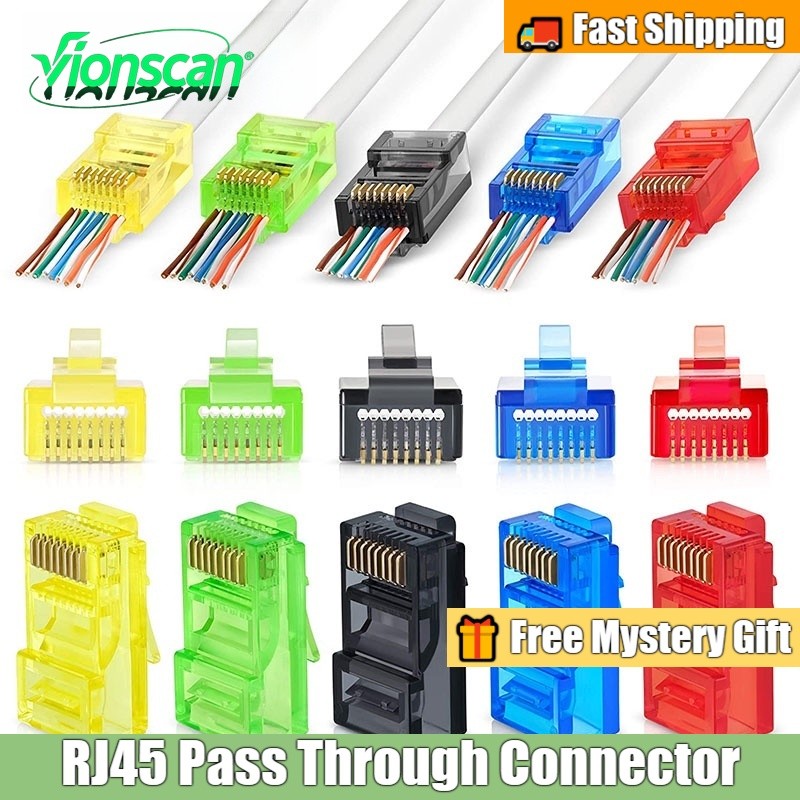 Vionscan RJ45 CAT6 ผ่านตัวเชื่อมต่อ EZ ถึง Crimp เครือข่ายตัวเชื่อมต่อ Modular Plug คละสี