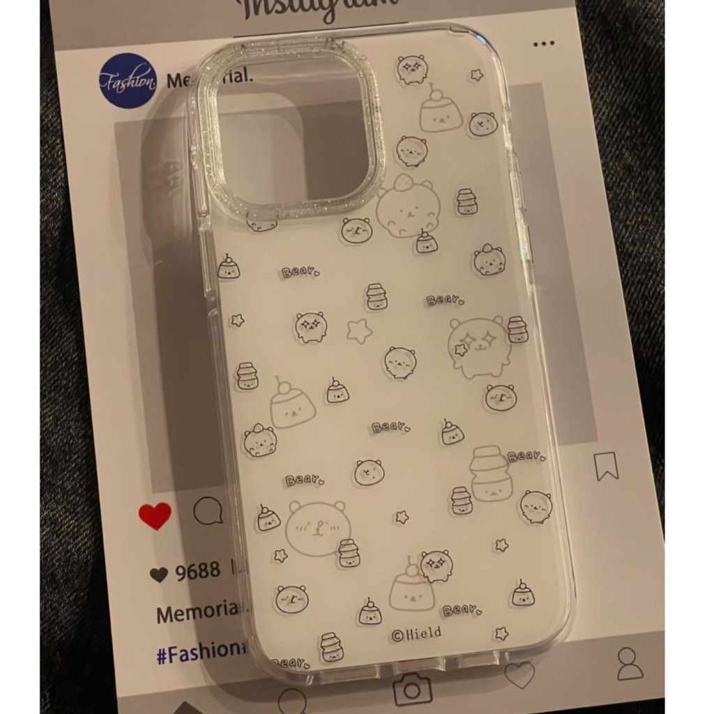 Line Bear หมีน้อยแบบเต็มหน้าจอ IMD สองชั้น IMD เคสโทรศัพท์สองชั้นสําหรับ Samsung S24 S22 S21 S23 S25