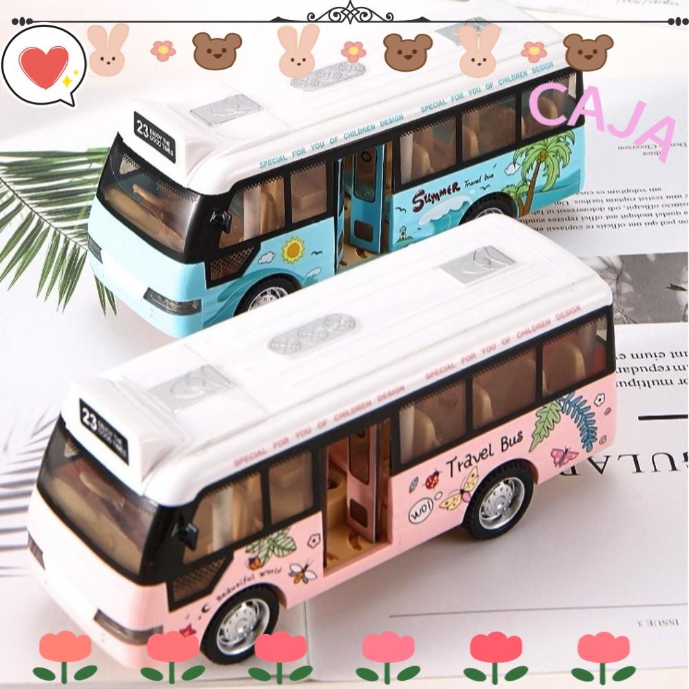CAJA1 City Bus รถของเล่น, ประตูเปิดได้ Interactive School Bus รถของเล่น, พลาสติกหล่อทนทานพร้อมไฟและเ