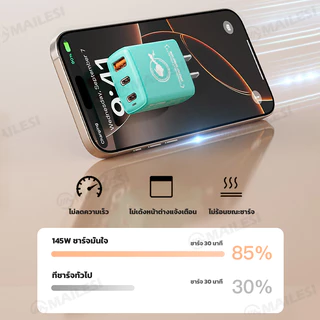 ピカチュウ ชุดชาร์จ GaNUltra 145W หัวชาร์จ พอร์ตเอาต์พุต Type-C คู่ + USB AIMF เทคโนโลยีชาร์จเร็วหลายพอร์ต