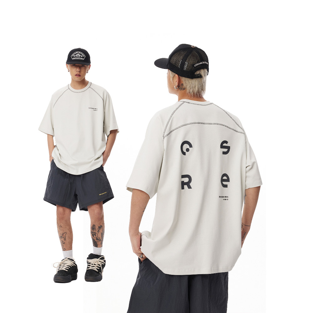 ASRV เสื้อยืดแขนสั้นisex ผ้าฝ้ายพิมพ์ลายแห้งเร็ว สไตล์อเมริกาย้อนยุค