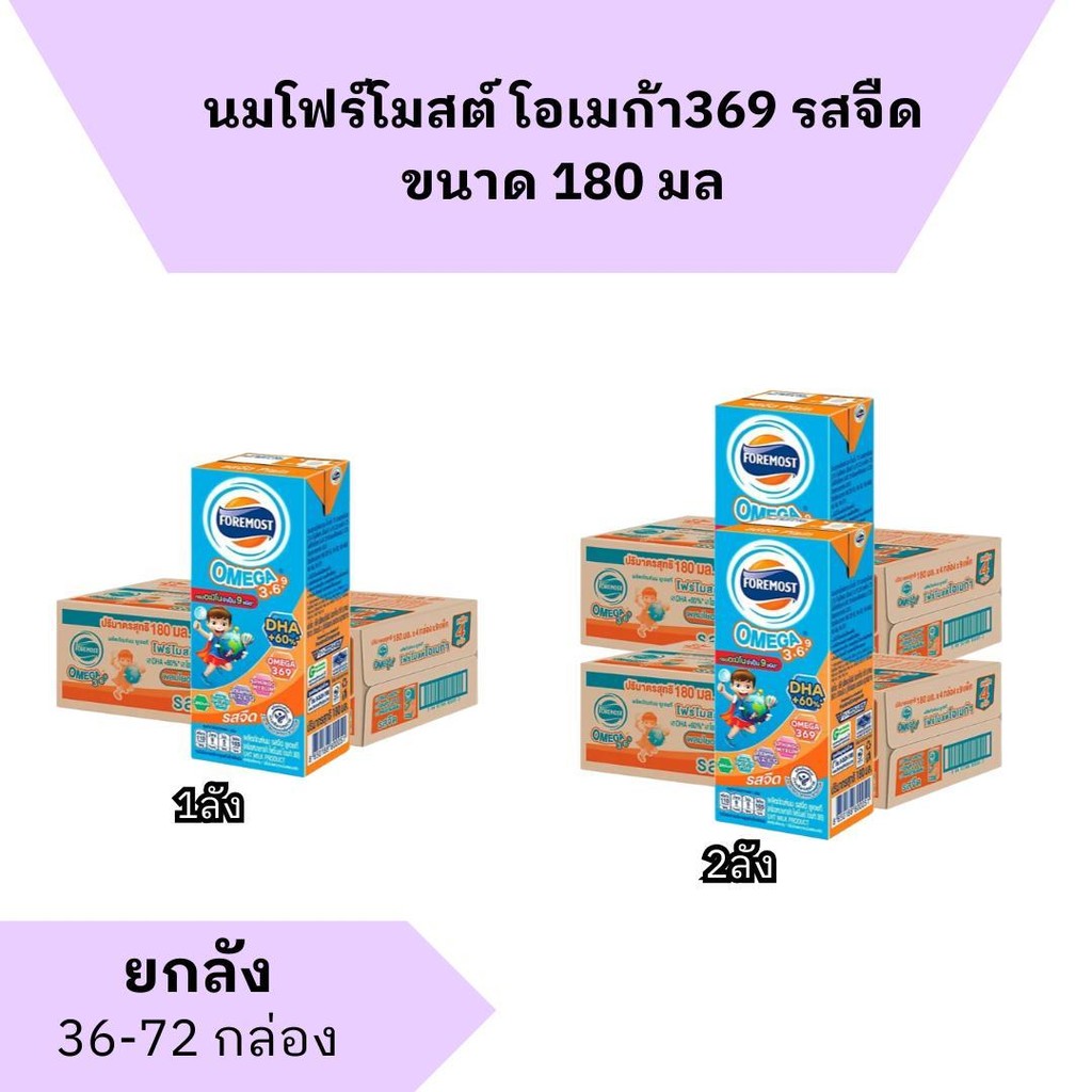 ใช้โค๊ดส่งฟรี + โค๊ดคลิป ลด 20% นม UHT โฟร์โมสต์ โอเมก้า369. 180มล รสจืด (ยกลัง 36 กล่อง) กดสูงสุดได้ 2 ลัง