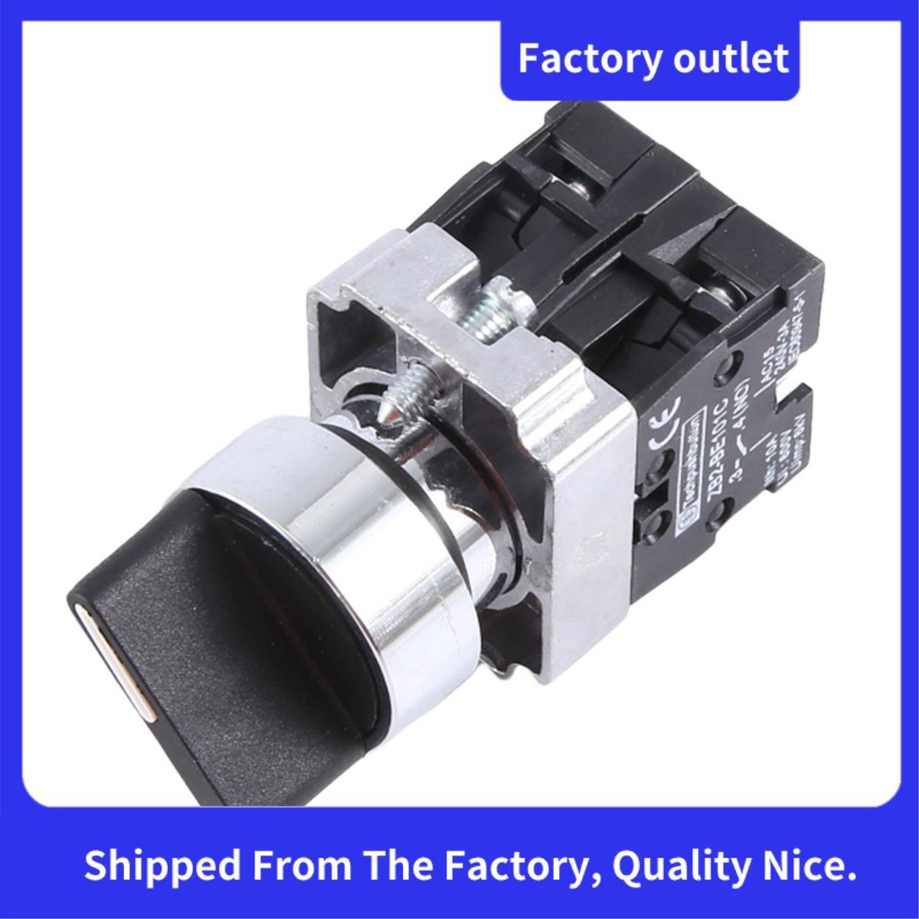 22 มม.สลัก 2 ไม่มี 3 ตําแหน่งตัวเลือกโรตารี่เลือกสวิทช์ ZB2-BE101C สีดํา