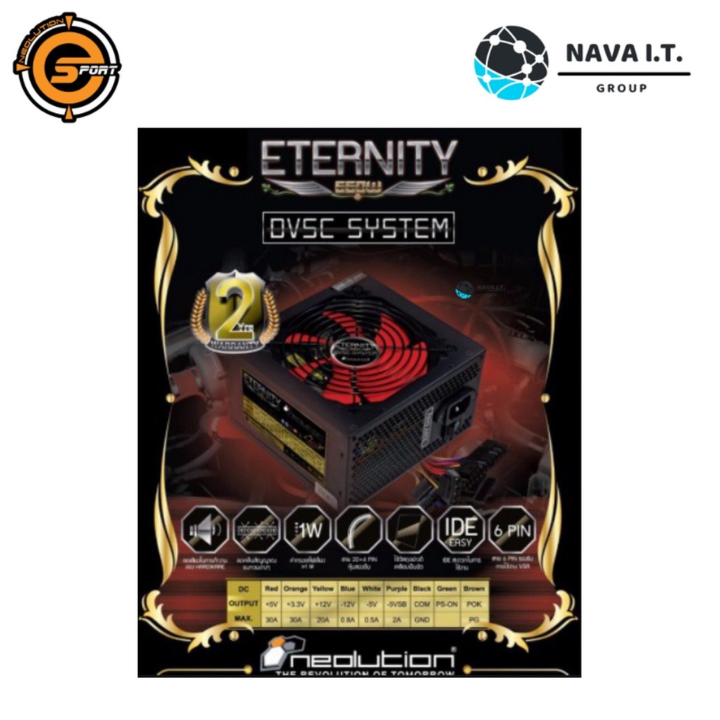 NEOLUTION E-SPORT POWER SUPPLY NEW ETERNITY 650W พาวเวอร์ซัพพลาย อุปกรณ์จ่ายไฟ