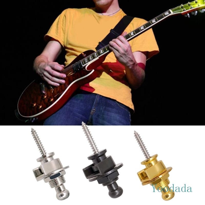 Yoo 2 ชิ้นสายกีตาร์ล็อคความปลอดภัยสายรัดปุ่มฮาร์ดแวร์กีตาร์กีตาร์สายคล้องล็อค