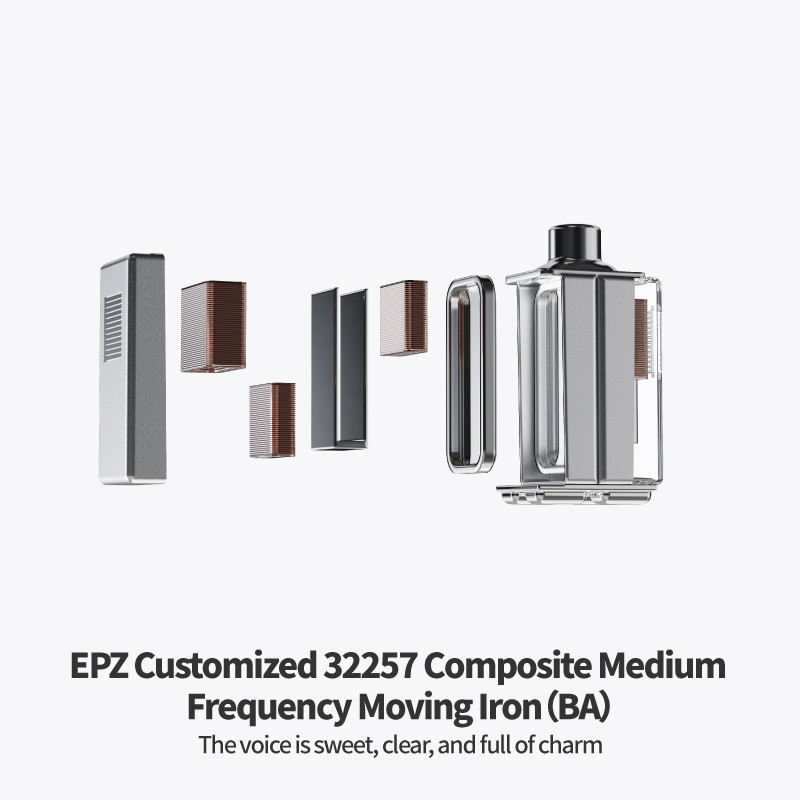 Epz P50 1DD+2BA+2Planar Hybrid Drivers HiFi IEM 3.5/4.4 L-Shaped เปลี่ยนปลั๊ก 6N คริสตัลทองแดง Silver-Plated สาย