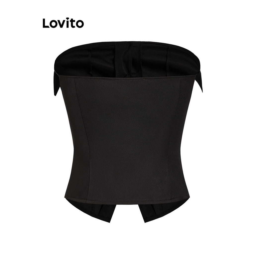 Lovito เสื้อกล้ามลําลอง เสื้อกล้ามกระดุมสีพื้นสําหรับผู้หญิง L67AD036 (สีขาว) ราคา ถูกที่สุด ดีลบีเคเค แกลเลอรีภาพที่ 5