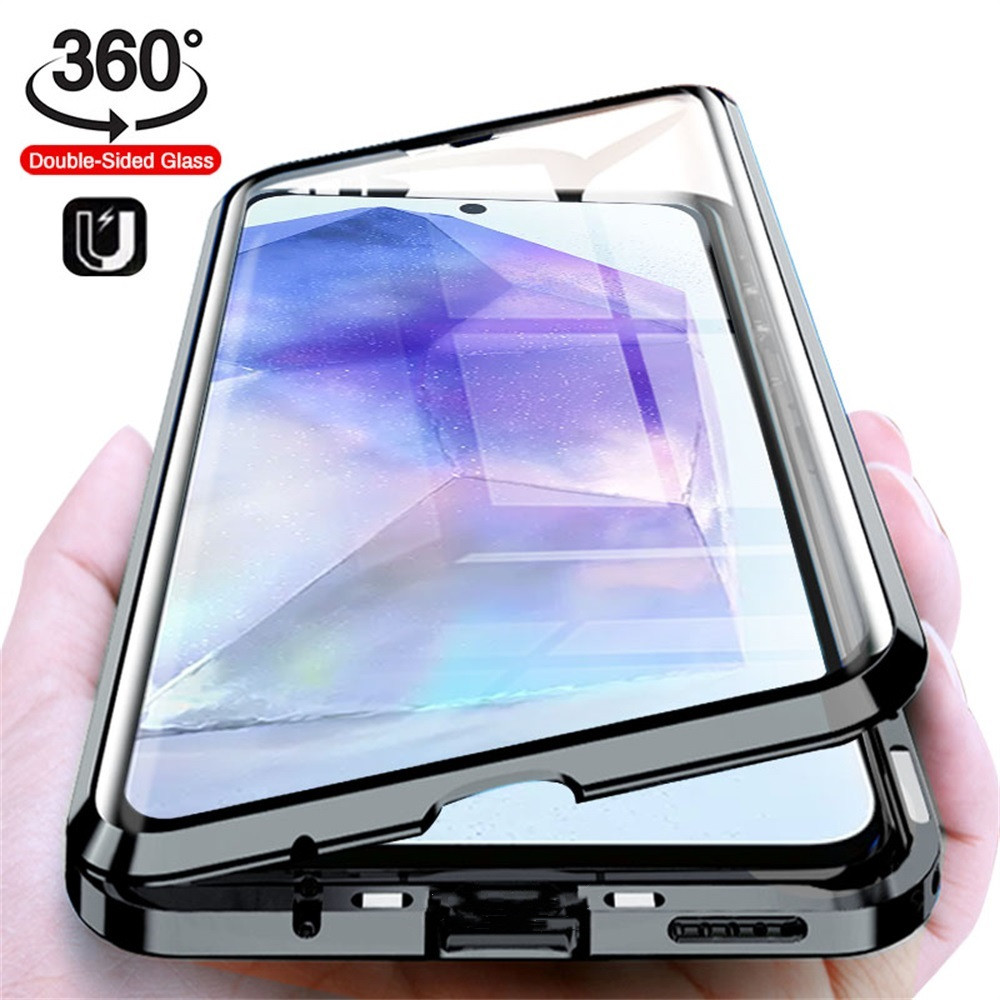 เคสโทรศัพท์โลหะแม่เหล็ก OPPO Reno 14F 11F 11 PRO 12F 15F 12 PRO 5G 10 Pro 8T 5G 8Z 7Z 11 F 360 เคสแม่เหล็กโลหะแม่เหล็กดูดซับกรณีกระจกนิรภัยสองด้าน