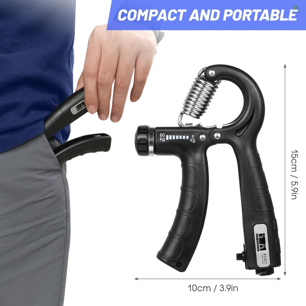 SmshHand Gripper Hand Grip Strengthener พร้อมเคาน์เตอร์ 5-60 กก.ความต้านทานที่ปรับได้ฟิตเนสมือออกกําลังกายสําหรับสร้างกล้ามเนื้อการฝึกอบรมข้อมือ - รูปที่ 4